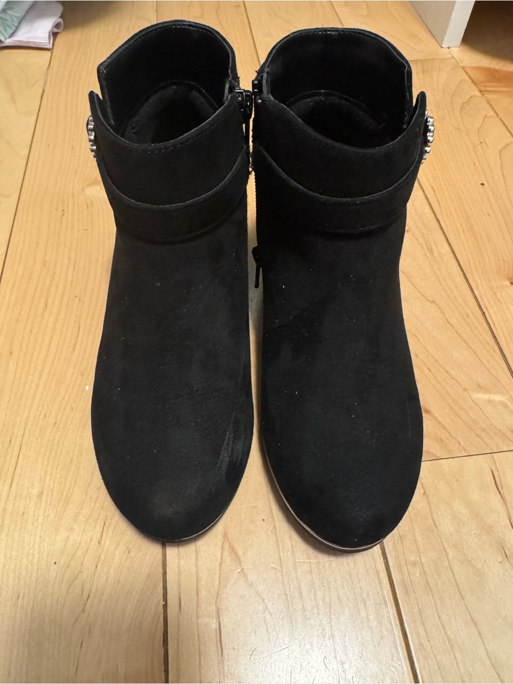 The Children's Place Black Girls' Suede-Look Ankle Boots with Side Zip